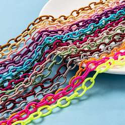 Mixed Color Handmade Nylon Cable Chains Loop, Oval, Mixed Color, 8~9x11~13x2mm, about 85cm/strand, 33.5 inch
