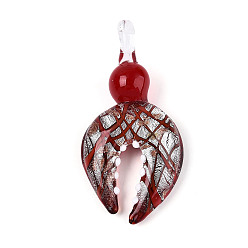 (123L) Белый крем непрозрачный блеск Ручной серебряная фольга Lampwork большие кулоны, с золотым песком, крабовые ножки, огнеупорный кирпич, 58~60x27~30x12~13 мм, отверстие : 6.5~7x6~6.5 мм