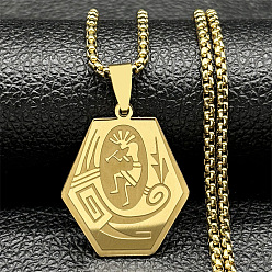 Золотой 201 Шестиугольные подвески из нержавеющей стали в стиле американских индейцев, золотые, 23.43 дюйм (59.5 см)