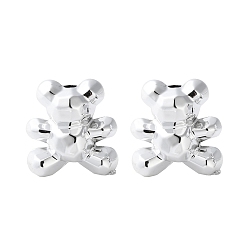 с Покрытием Серебра Гальванопокрытие непрозрачные акриловые бусины, медведь, граненые, со серебряным покрытием, 18.5x17x12 мм, отверстие : 2 мм