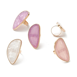 Mixed Color Adjustable Resin Platette Rings, with Alloy Finger Ring, Nail Art Tool, for Acrylic UV Gel Polish Foundation Mixing, Fan Shape, Mixed Color, US Size 7 3/4(17.9mm), Platette: 45x23mm