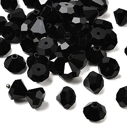 Черный К 9 стекло, имитация Австрийские кристаллические шарики, класс AAA, граненые, алмаз, чёрные, 9.5~10x7~8 мм, отверстие : 0.9~1 мм