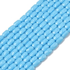 Темно-Голубой Непрозрачное стекло бисер нитей, прямоугольные, граненые, глубокое синее небо, 7x4.5x3.5 мм, отверстие : 0.9 мм, около 79~80 шт / нитка, 21.65''~22.24'' (55~56.5 см)