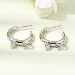 Coloré Boucles d'oreille en laiton émaillé, forme de chat, boucles d'oreilles demi-créoles, sans plomb et sans cadmium, crémaillère plaquage, plaqué longue durée, platine, colorées, 21.5x18~18.5x4mm
