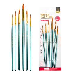 Темно-бирюзовый Набор кистей, Насадка щетки с нейлоновой щетиной и деревянной ручкой, для акварельной живописи художник профессиональная живопись, темные бирюзовый, 27x9.7 см, 6 шт / комплект