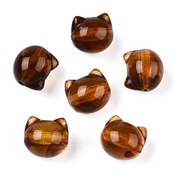 Saddle Brown Transparent Acrylic Beads, Cat, Saddle Brown, 11x12x10.5mm, Hole: 1.8mm