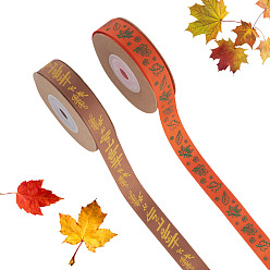 (52) Непрозрачная лаванда 2 рулоны 2 стили, тематика Дня благодарения, полиэстеровая лента, для упаковки подарков, разноцветные, 5/8 дюйм (15 мм), около 10.00 ярдов (9.14 м) / рулон, 1 рулон / стиль