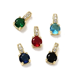 (52) Непрозрачная лаванда Плоские круглые латунные подвески, со стеклом, стойки покрытие, долговечный, без кадмия и без свинца, золотые, разноцветные, 12.5x6x5.5 мм, отверстие : 4x2 мм