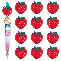 Красный 15 шт. клубничные пищевые экологически чистые силиконовые фокусные бусины, красные, 27x25x5 мм, отверстие : 2.3 мм