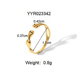 Настоящее золото 18K 304 открытые кольца-манжеты из нержавеющей стали для женщин, регулируемый, реальный 18 k позолоченный, 3.7x4.2 мм, внутренний диаметр: 17 мм