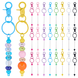 (52) Непрозрачная лаванда 24 шт. 8 цвета застежки для брелоков из нержавеющей стали и сплава с бусинами, разноцветные, 155x28 мм, 3 шт / цвет