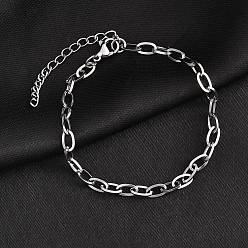 Нержавеющая Сталь Цвет Не тускнеет 304 браслет-цепочка из нержавеющей стали для мужчин и женщин, цвет нержавеющей стали, 6-7/8 дюйм (17.4~17.5 см)