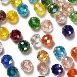 Mixed Color Electroplate Faceted Rondelle AB Color Plated Transparent Glass Beads, Mixed Color, 8x6mm, Hole: 1mm