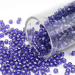 (2224) Silver-Lined Transparent Purple Круглые бусины toho, японский бисер, (2224) Прозрачный фиолетовый с серебряной подкладкой, 8/0, 3 мм, отверстие : 1 мм, Около 1110 шт / 50 г