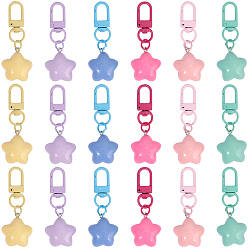 (52) Непрозрачная лаванда 18шт. 6цвета, подвески в виде звезд из смолы, с поворотными застежками сплава, разноцветные, 66 мм, 3 шт / цвет