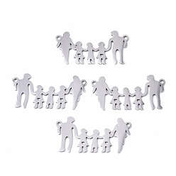 Stainless Steel Color Tarnish Resistant 201 Stainless Steel Links Connectors, Laser Cut, Family, Stainless Steel Color, 15x29.5x1mm, Hole: 1.4mm