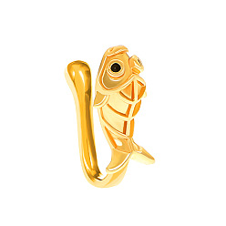 Fish Кубический цирконий лестничная форма клипса на носовые кольца, латунная манжета для носа, не пирсинг, украшения для женщин и мужчин, рыба, 12 мм