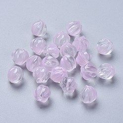 Лавандовый румянец Прозрачные стеклянные бусины, с блеском порошок, тыква, лавандовый румянец, 8.5x8 мм, отверстие : 1.2 мм
