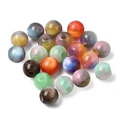 Gemischte Farbe Zwei Tonharz europäische Perlen, Großloch perlen, Runde, Gemischte Farbe, 16x15 mm, Bohrung: 5.5 mm