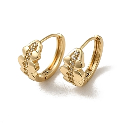 Light Gold Pendiente de aro de micro circonio cúbico de latón, corazón, la luz de oro, 17x9 mm