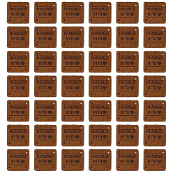 Кокосово-Коричневый 60 шт. этикетки из микрофибры, с отверстиями, для джинсов своими руками, , обуви, аксессуары для шляп, квадратный, кокосового коричневый, 25x25 мм