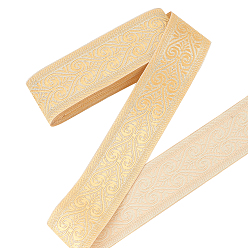 Светло-хаки Полиэстеровая жаккардовая лента с цветами, тирольская лента, аксессуары для одежды, светлый хаки, 1-7/8 дюйм (49 мм)