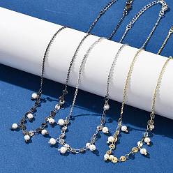 (52) Непрозрачная лаванда Ожерелья из латунных цепочек «роло» и плоских пайеток для женщин, с 304 карабином из нержавеющей стали и натуральным жемчугом, стойки покрытие, без свинца и без кадмия, долговечный, разноцветные, 15.75 дюйм (40 см)