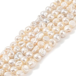 PeachPuff Electroplated Shell Pearl Beads Strands, Nuggets, PeachPuff, 7~8.5x8.5~11x6~8.5mm, Hole: 1mm, about 47pcs/strand, 15.75 inch(40cm)