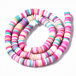 Colorful Handmade Polymer Clay Beads Strands, for DIY Jewelry Crafts Supplies, Heishi Beads, Disc/Flat Round, Colorful, 6x0.5~1mm, Hole: 1.8mm, about 290~320pcs/strand, 15.75 inch~16.14 inch(40~41cm)