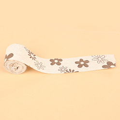 Цветок Хлопчатобумажная и льняная проволочная лента, для рождественской вечеринки, Подарочная упаковка, домашнего декора, изготовление ремесел, цветочным узором, 1-1/2 дюйм (38 мм), около 2.95 ярдов (2.7 м) / рулон