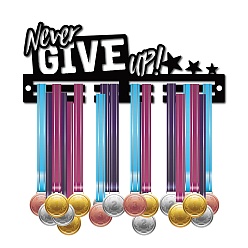 Черный Акриловый держатель медали, вешалка для медалей, с крючками для вешалок, рамка держателя медали, прямоугольник со словом никогда не сдавайся, чёрные, 130x290x10 мм