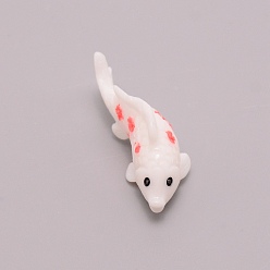 Разноцветный Смола искусственная случайные позы рыбный орнамент, красная пятнистая рыба, для украшения аквариума в микроландшафтном стиле, красочный, 38x13x16.5 мм