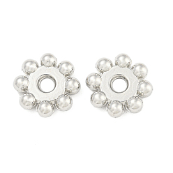 Платина CCB пластиковые шарики, цветок, платина, 16x4 мм, отверстие : 3.5 мм