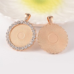 Кристалл Плоские настройки кулон кабошон круглый сплав горный хрусталь, без кадмия и без свинца, золотой свет, кристалл, лоток : 25 мм, 43x34x3 мм, отверстия: 4x7 mm, 38 шт / пакет