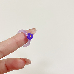 Сливовый Полимерные пальцевые кольца, цветок, слива, внутренний диаметр: 17 мм