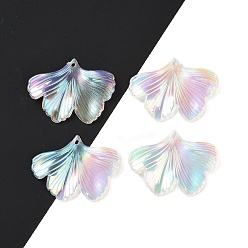 Разноцветный УФ-покрытие акриловыми подвесками, радужный, блеск порошок, цветок, красочный, 34x45x3.5 мм, отверстие : 1.4 мм