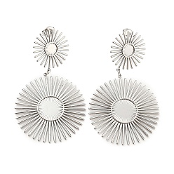 Нержавеющая Сталь Цвет Не тускнеет 304 фурнитура для сережек-гвоздиков в форме солнца из нержавеющей стали, плоские круглые кабошоны, для женщин, цвет нержавеющей стали, лоток: 6 & мм 12 мм, 60x35 мм