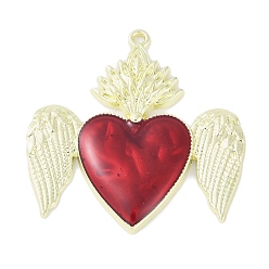 Золотой Стойки обшивки сплава эмали подвески, без кадмия, без никеля и без свинца, Священное сердце с подвеской в виде крыльев, золотые, 38.5x37.5x3.5 мм, отверстие : 1.6 мм
