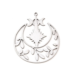 Луна 201 подвески из нержавеющей стали, луна, 42x35.5x1 мм, отверстие : 1.4 мм