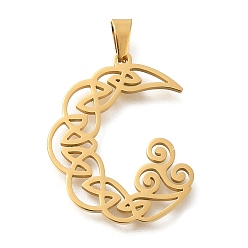 Золотой 304 подвески из нержавеющей стали, лазерная резка, лунный трискелион чары, золотые, 27x22.5x1.5 мм, отверстие : 5x3 мм