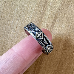 Античное Серебро 304 кольца для пальцев из нержавеющей стали для женщин, крестик, античное серебро, размер США 11 (20.6 мм)