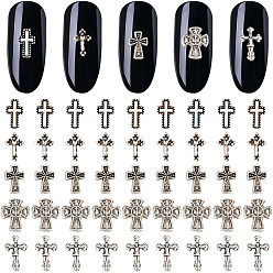 Cross 100шт 5 стиль цинковый сплав кабошоны, аксессуары для украшения ногтей для женщин, античное серебро, 7~8.5x4.5~6x0.5~1.5 мм, 20 шт / стиль