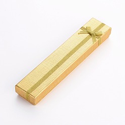 Gold Rectangle Cardboard Bracelet Boxes, with Sponge Inside and Satin Ribbon Bowknots, Gold, 20x4.1x2.4cm