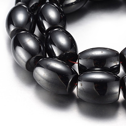 Естественный Цвет Магнитные нити шарик синтетический гематит, класс А, рис, первоначальный цвет, 19x14 мм, отверстие : 1.2 мм, около 22 шт / нитка, 15.7 дюйм (40 см)