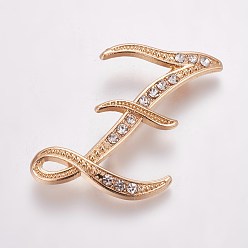 Doré  Broches en alliage, avec strass, lettre, letter.z, or, 44x41x4mm, pin: 1 mm