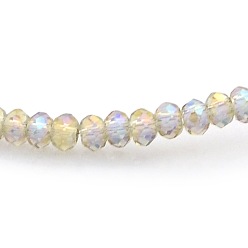 Светло-хаки Полная радужная граненая нить стеклянных бусин рондель, светлый хаки, 3x2 мм, отверстие : 1 мм, около 198 шт / нитка, 15.7 дюйм