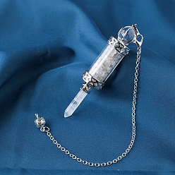 Лабрадорита Натуральные лабрадоритовые чипсы бутылка желаний маятник для биолокации большие подвески, с платиновым покрытием из мяса, 270 мм