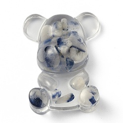 Rutilated Кварц Украшения дисплей смолы, с крошкой натурального рутилового кварца внутри, медведь, 53.5~53.8x41~41.5x17.5~21 мм