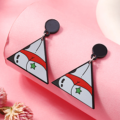 Треугольник Бикини с акриловым принтом и уникальными серьгами-гвоздиками, треугольные, 38x46 мм