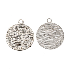 Платина Долговечные филигранные подвески из латуни с покрытием, плоские круглые прелести, без кадмия, без никеля и без свинца, платина, 14x12x0.3 мм, отверстие : 1.2 мм